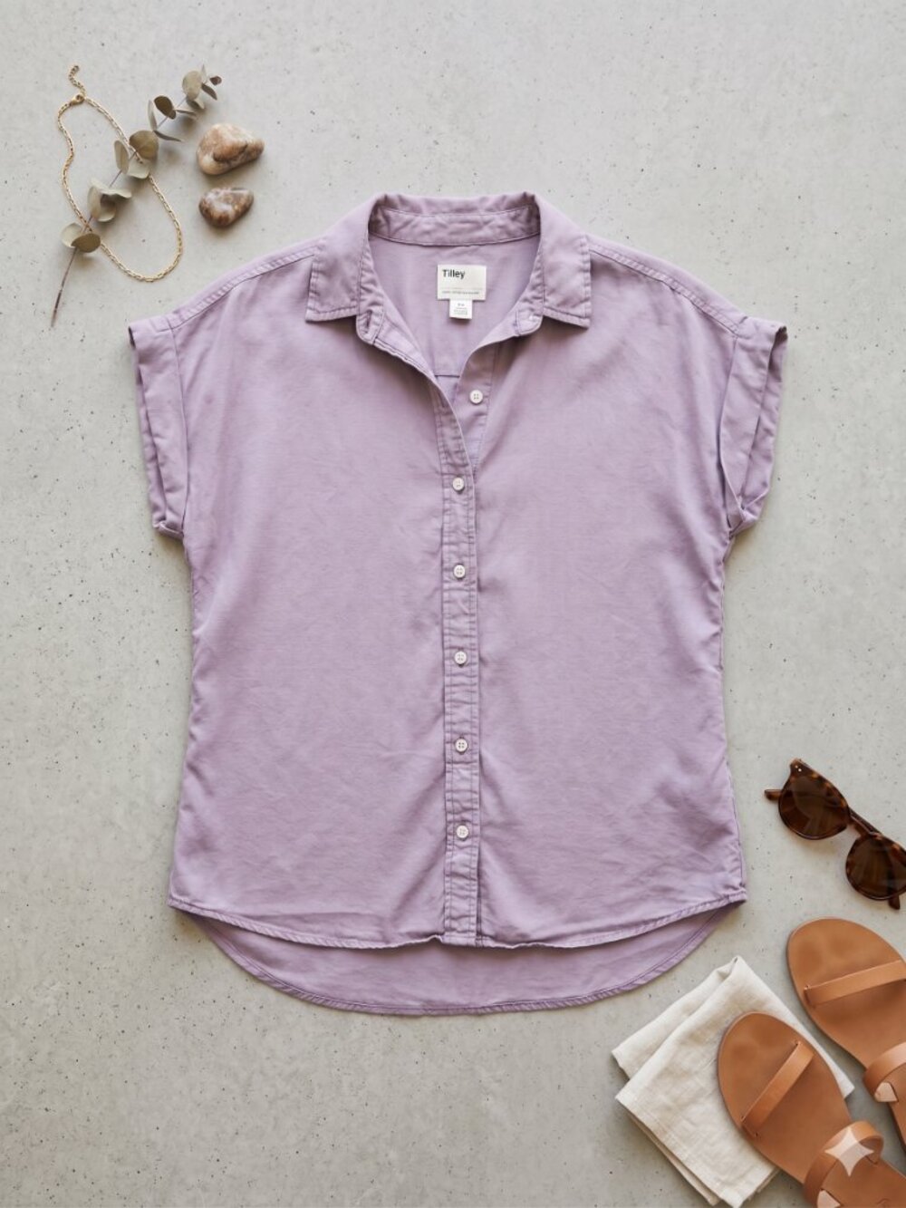 Tilley Purple Short Sleeve Button Down Shirt